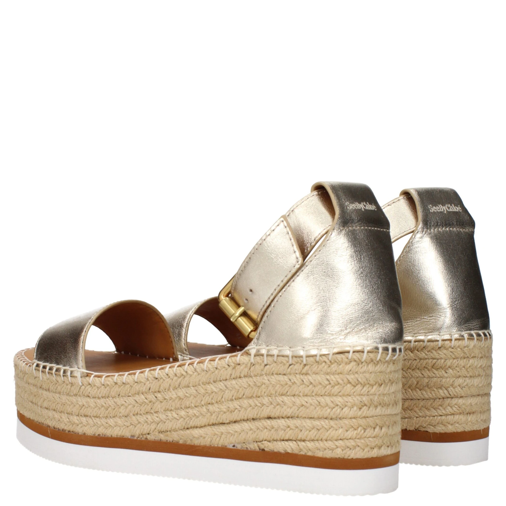 Gold Leather Wedge Sandals