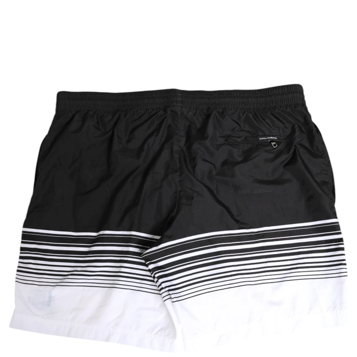 Black White Striped DG Logo Men Short  Swimwear