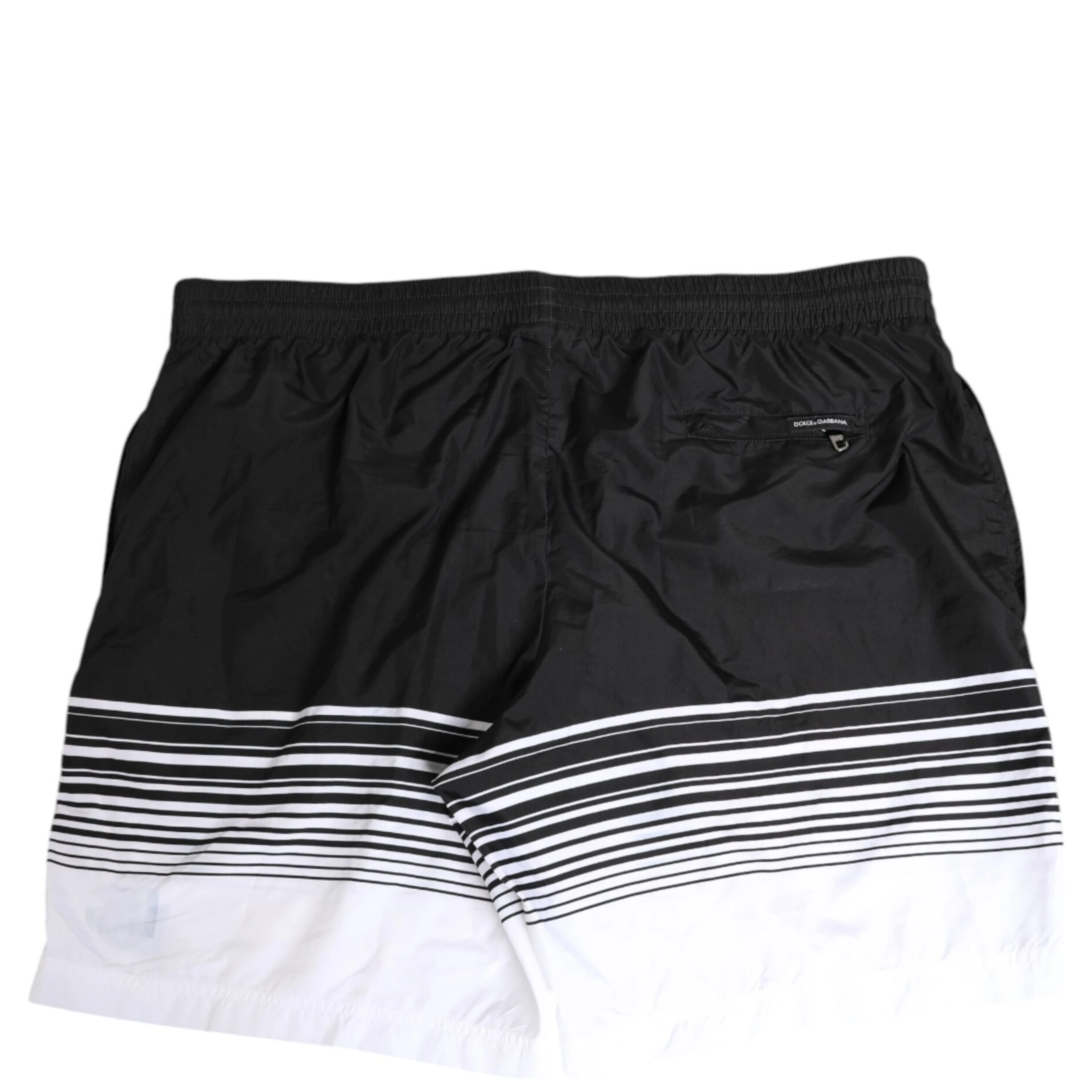 Black White Striped DG Logo Men Short  Swimwear