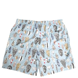 Blue Seashell Print Nylon Men Shorts Swimwear