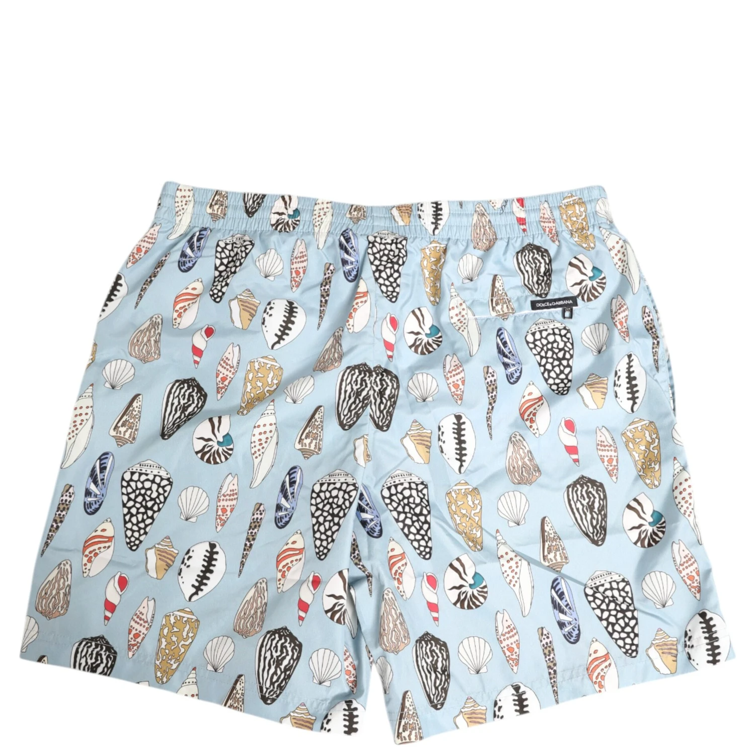 Blue Seashell Print Nylon Men Shorts Swimwear