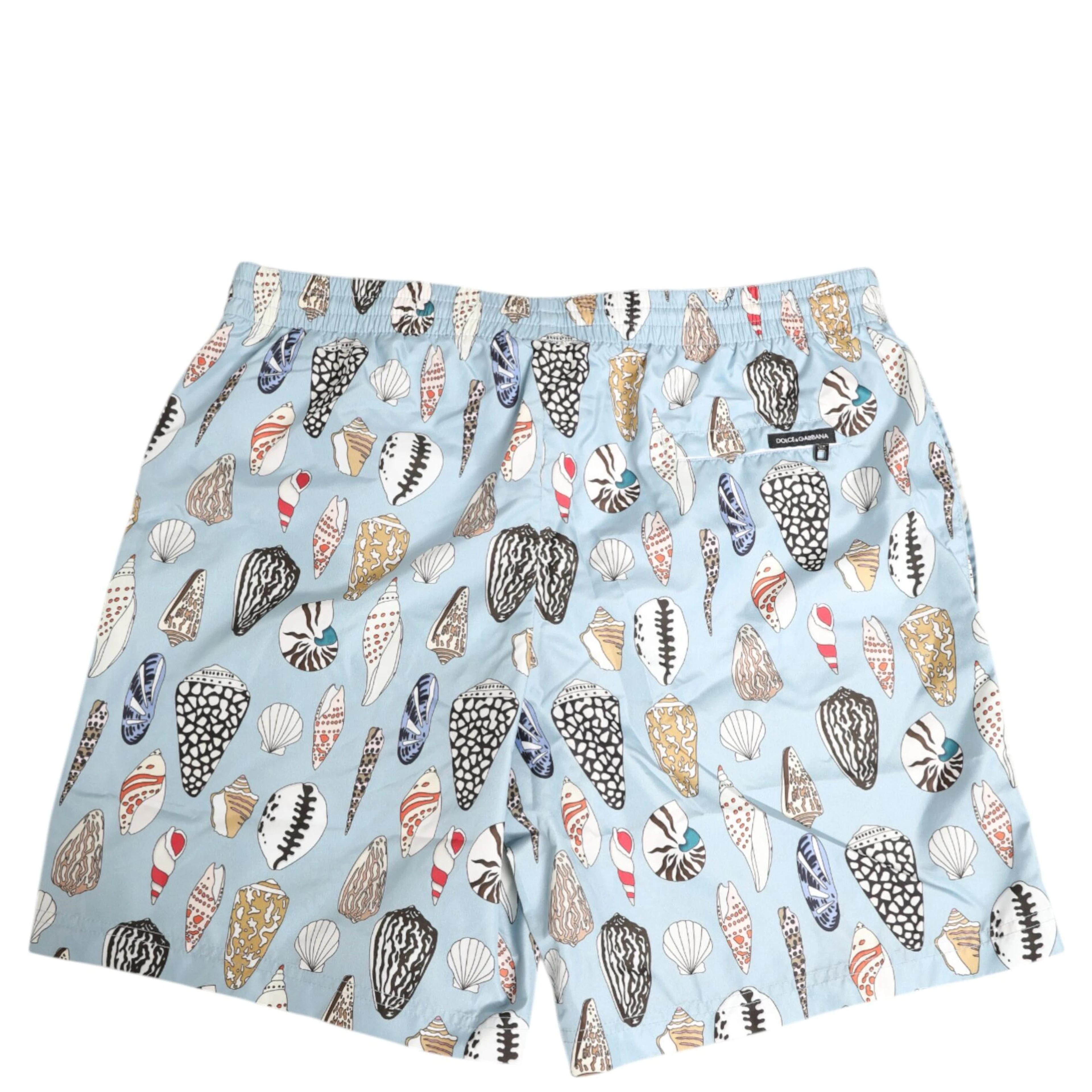 Blue Seashell Print Nylon Men Shorts Swimwear