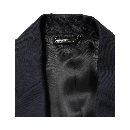Dark Blue Wool Men Jacket Coat Blazer Suit
