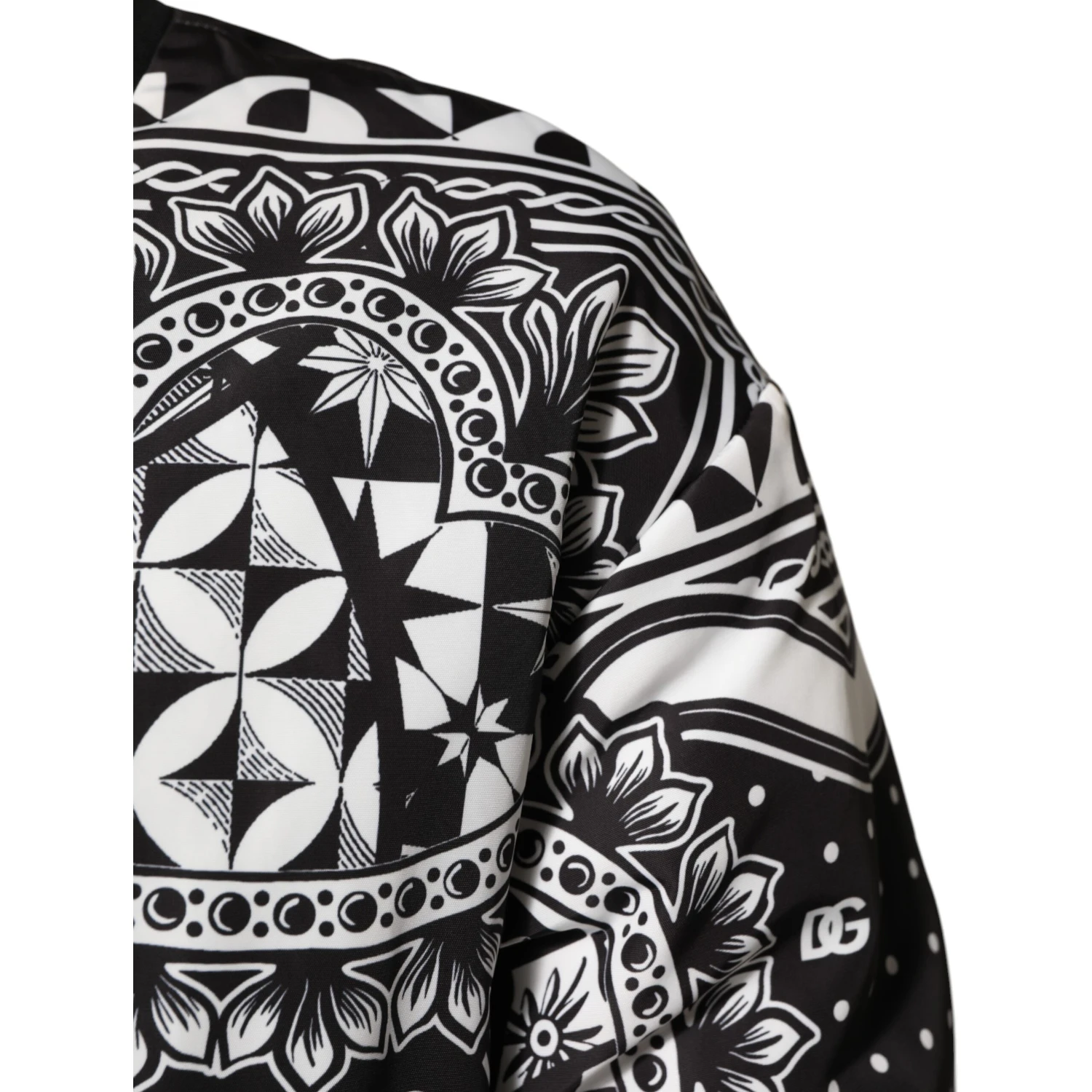 Black White Bandana Print Bomber Jacket