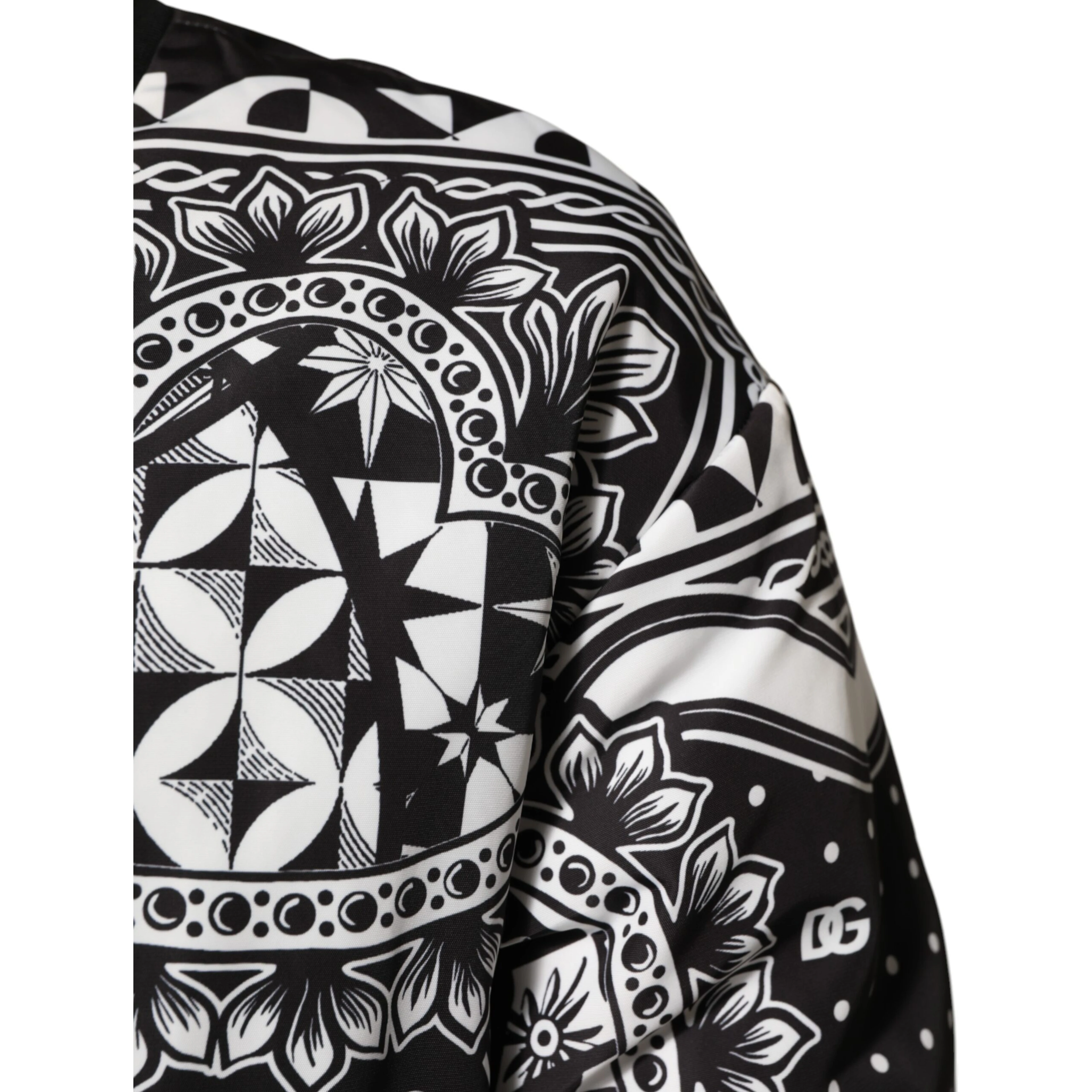 Black White Bandana Print Bomber Jacket