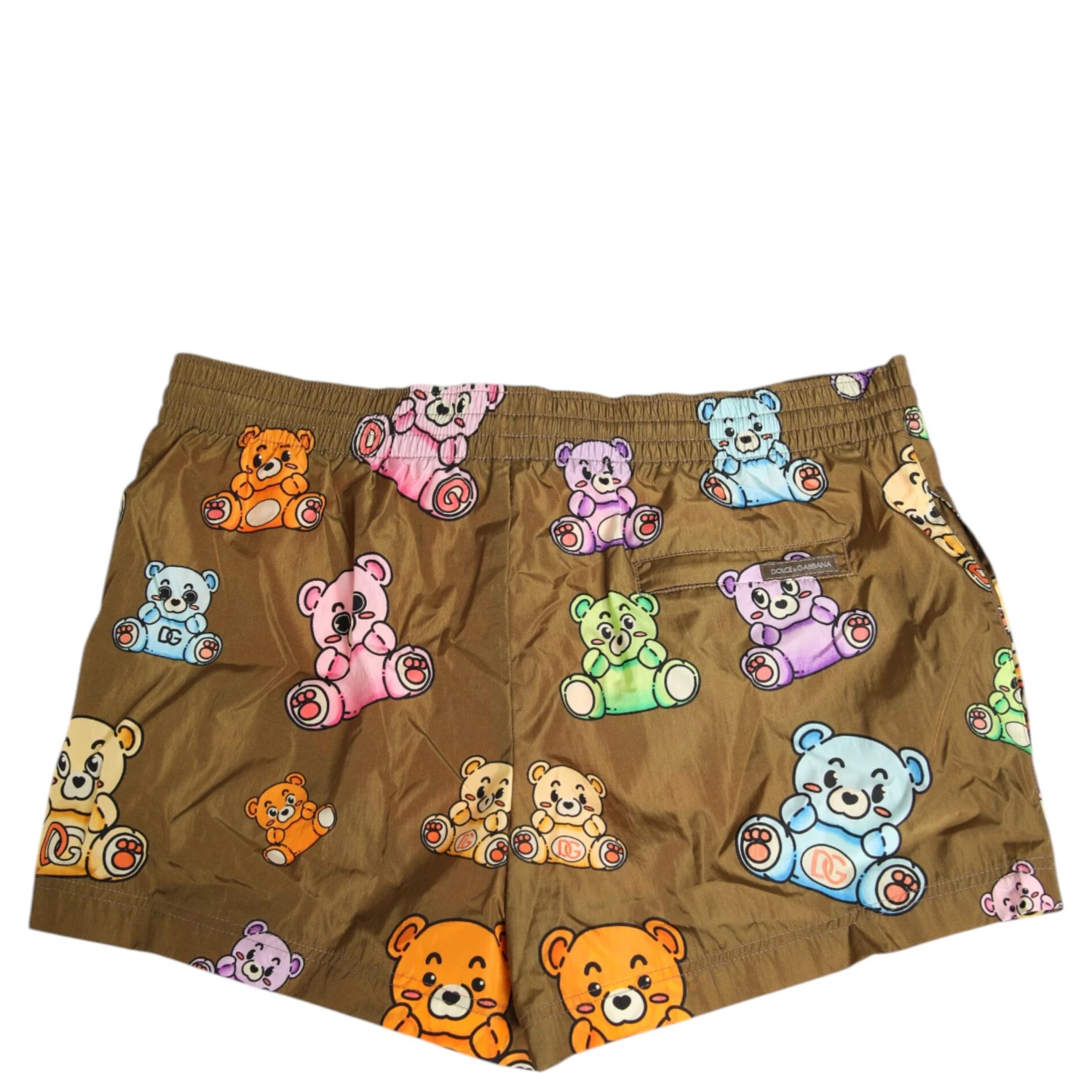 Brown Multicolor Teddy Bear Men Shorts Swimwear