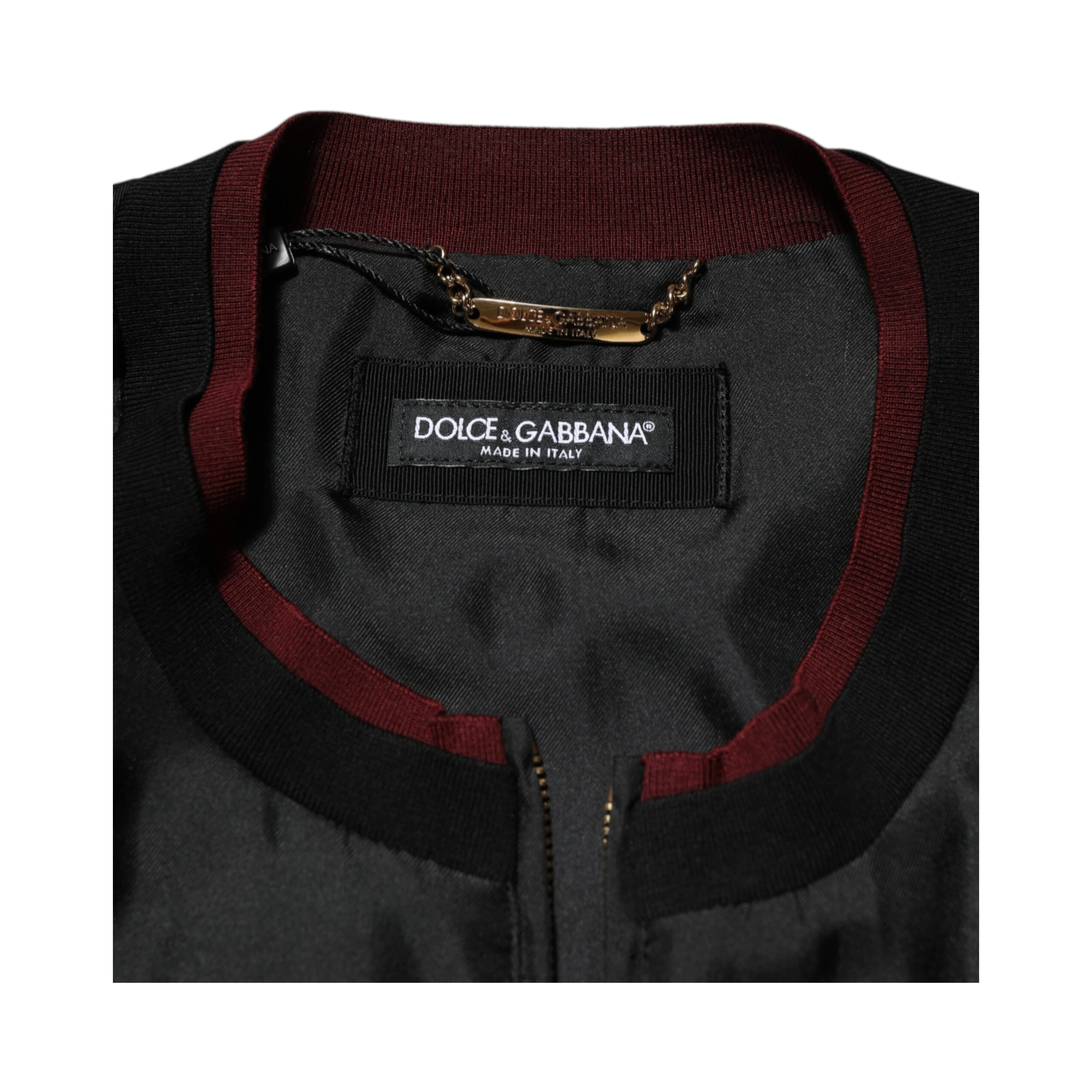 Black Red Floral Silk Bomber Blouson Jacket