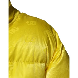 Yellow Nylon Logo Puffer Bomber Men Jacket