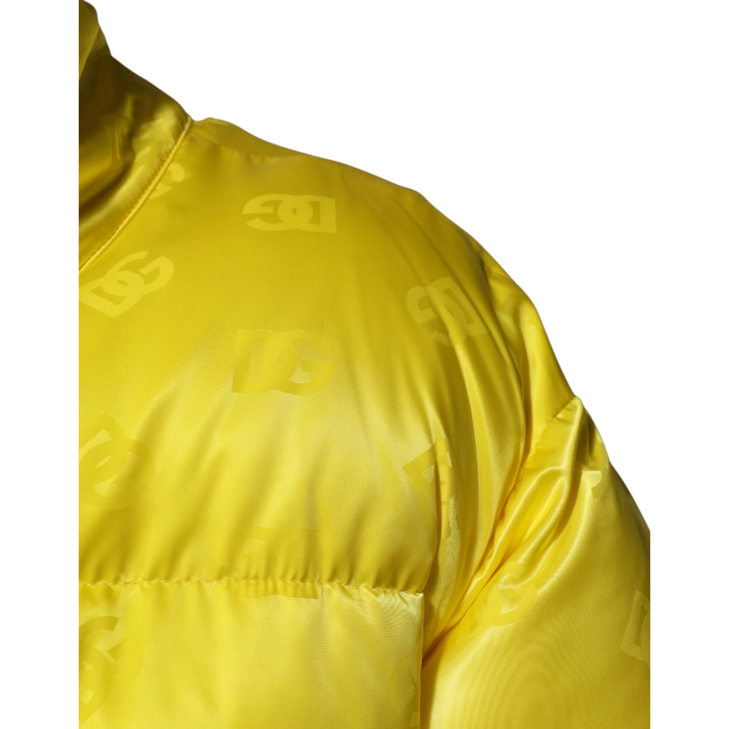 Yellow Nylon Logo Puffer Bomber Men Jacket