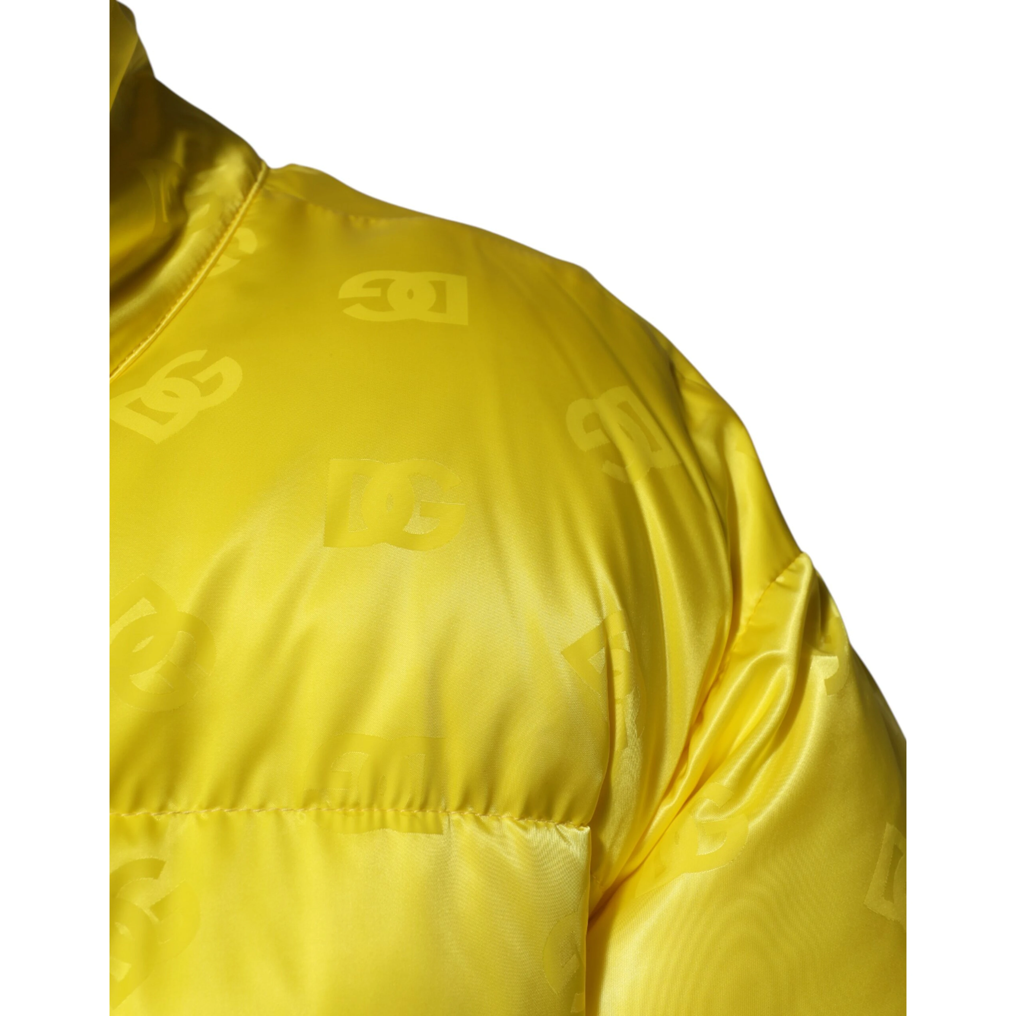 Yellow Nylon Logo Puffer Bomber Men Jacket