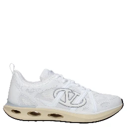 White Fabric Athletic Sneakers