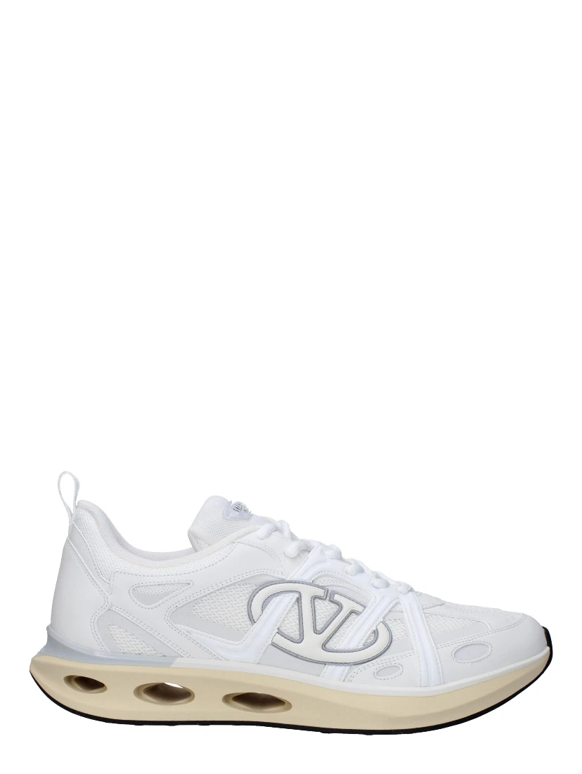 White Fabric Athletic Sneakers