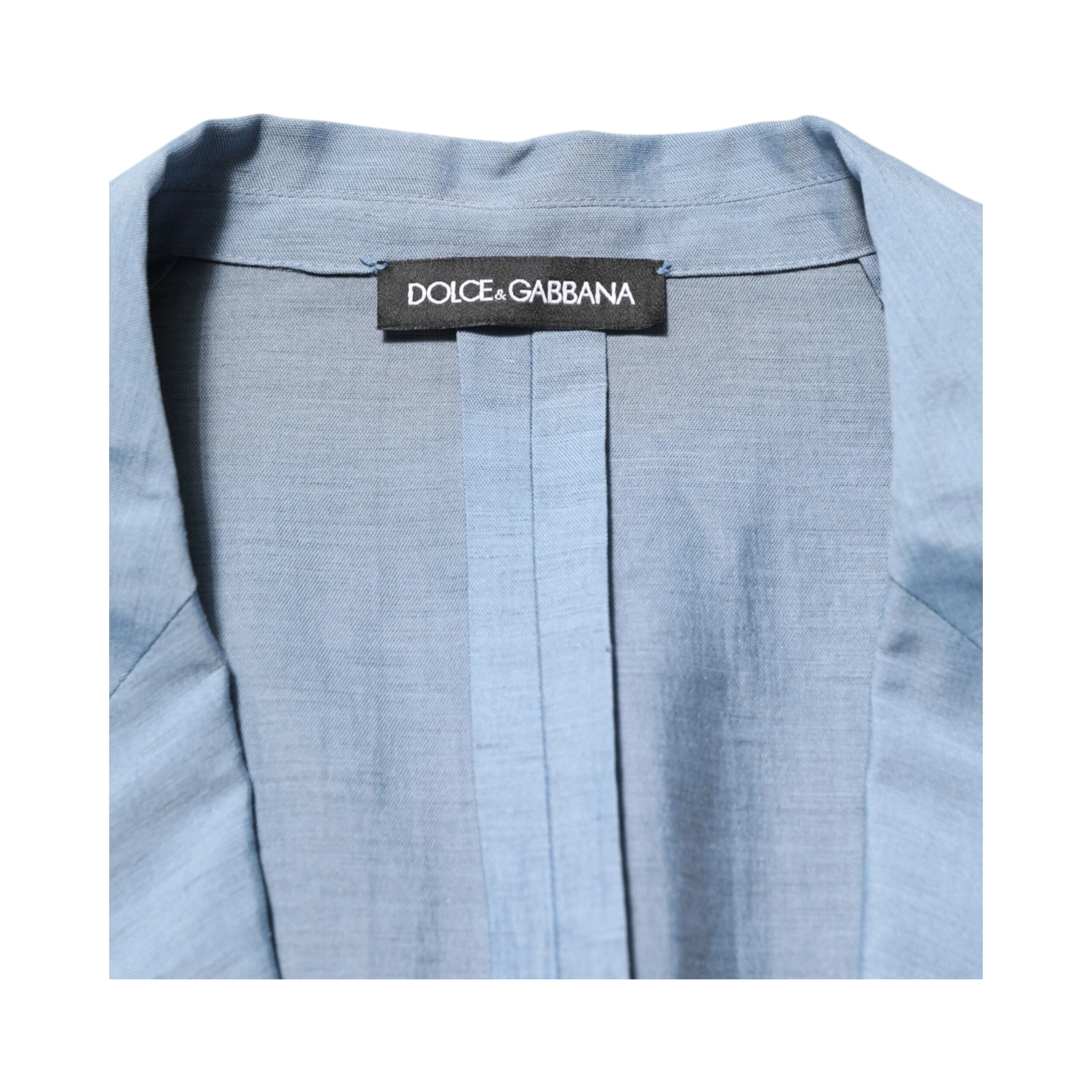 Light Blue Linen Double Breasted Men Jacket Blazer