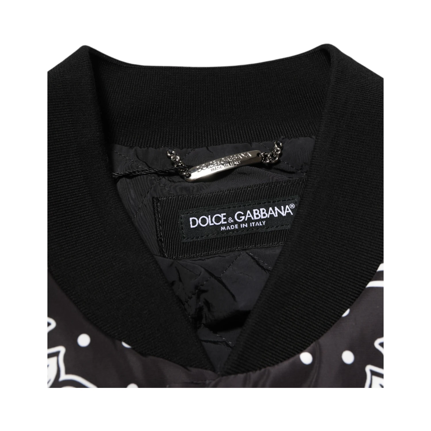Black White Bandana Print Bomber Jacket