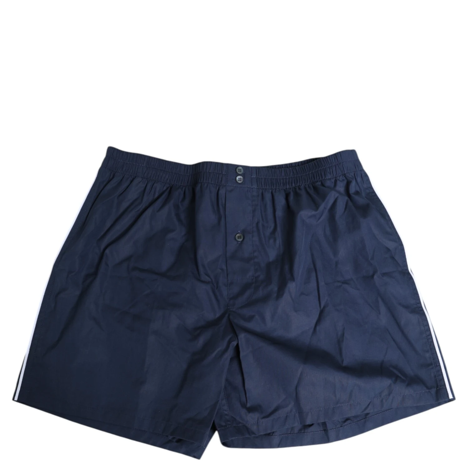 Navy Blue Cotton Elastic Waistband Button Swimwear