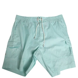 Aqua Blue Polyester Beachwear Men Shorts Swimwear