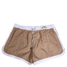 Brown White Polyester Re-Edition Shorts Swimwear