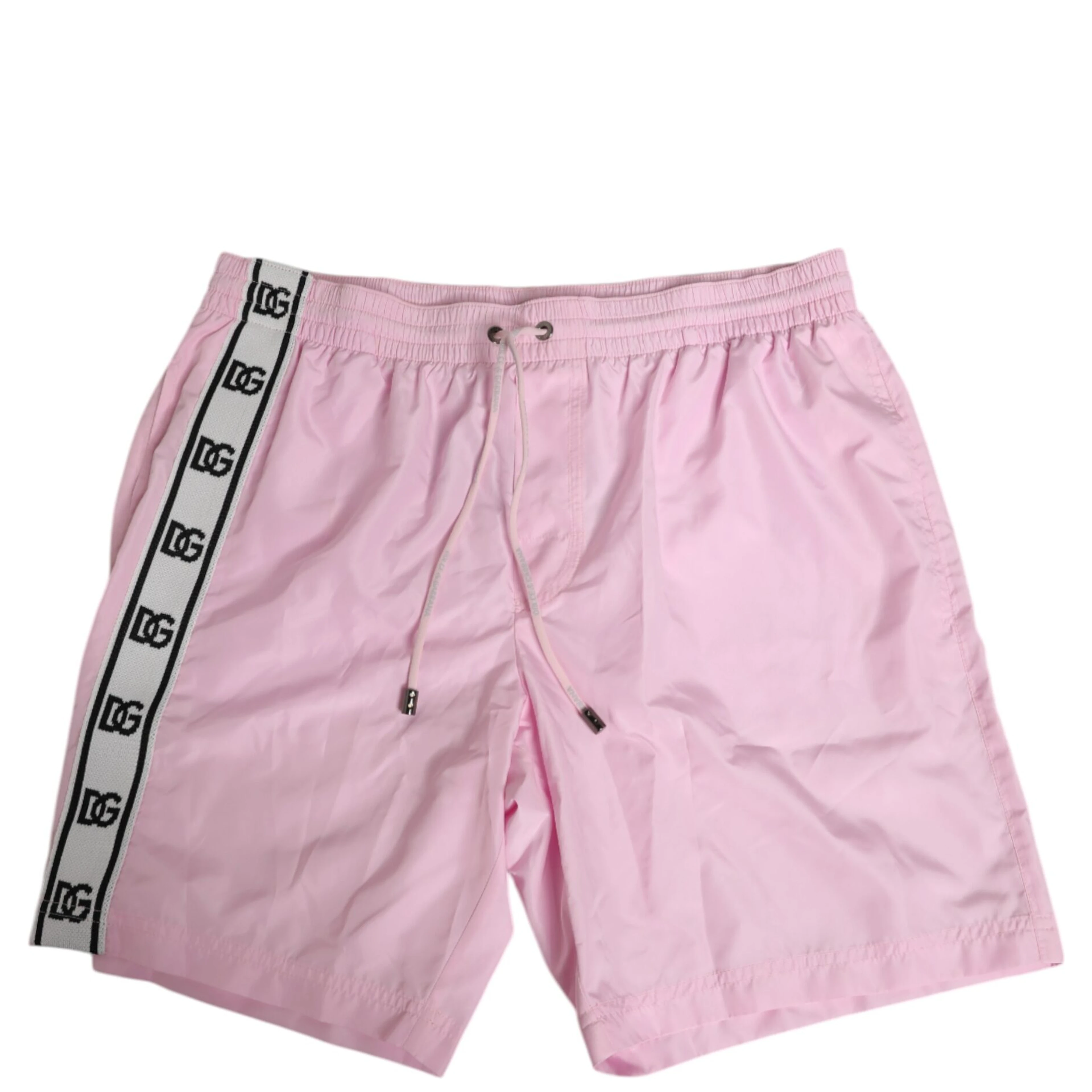 Pink Nylon Logo Side Stripe Beachwear Men Swimwear