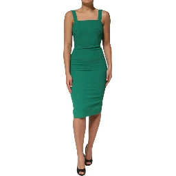 Dark Green Sleeveless Rayon Bodycon Dress