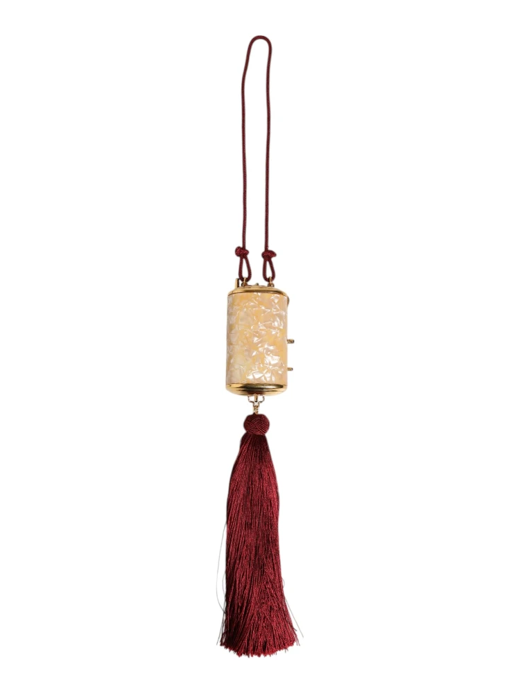 White Resin Gold Metal Crossbody Mini Purse Pendant Bag