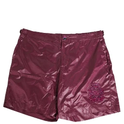 Burgundy Polyester Logo Embossed Crest Swimwear