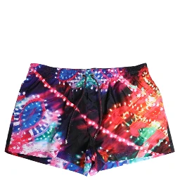 Multicolor Neon Print Polyester Shorts Swimwear