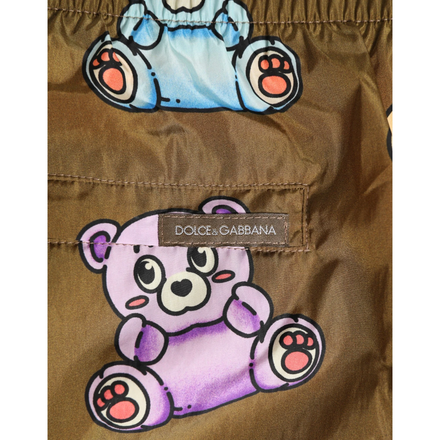Brown Multicolor Teddy Bear Men Shorts Swimwear