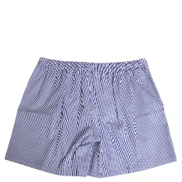 Blue White Cotton Striped Button Fly Shorts Swimwear