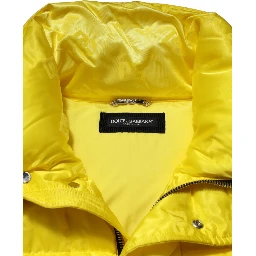 Yellow Nylon Logo Puffer Bomber Men Jacket
