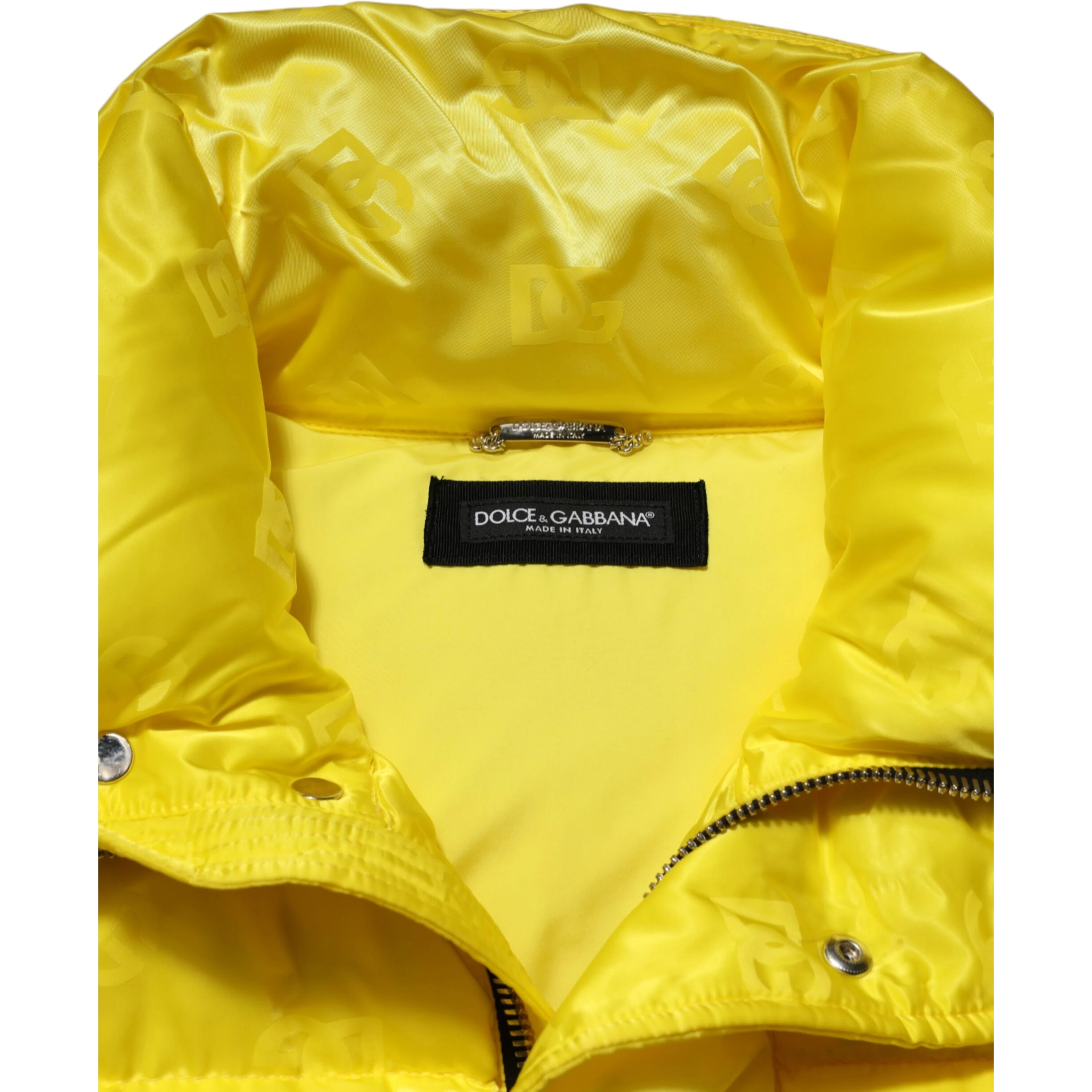 Yellow Nylon Logo Puffer Bomber Men Jacket