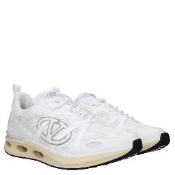 White Fabric Athletic Sneakers