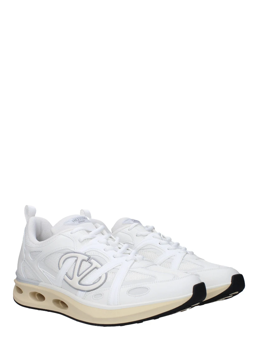 White Fabric Athletic Sneakers