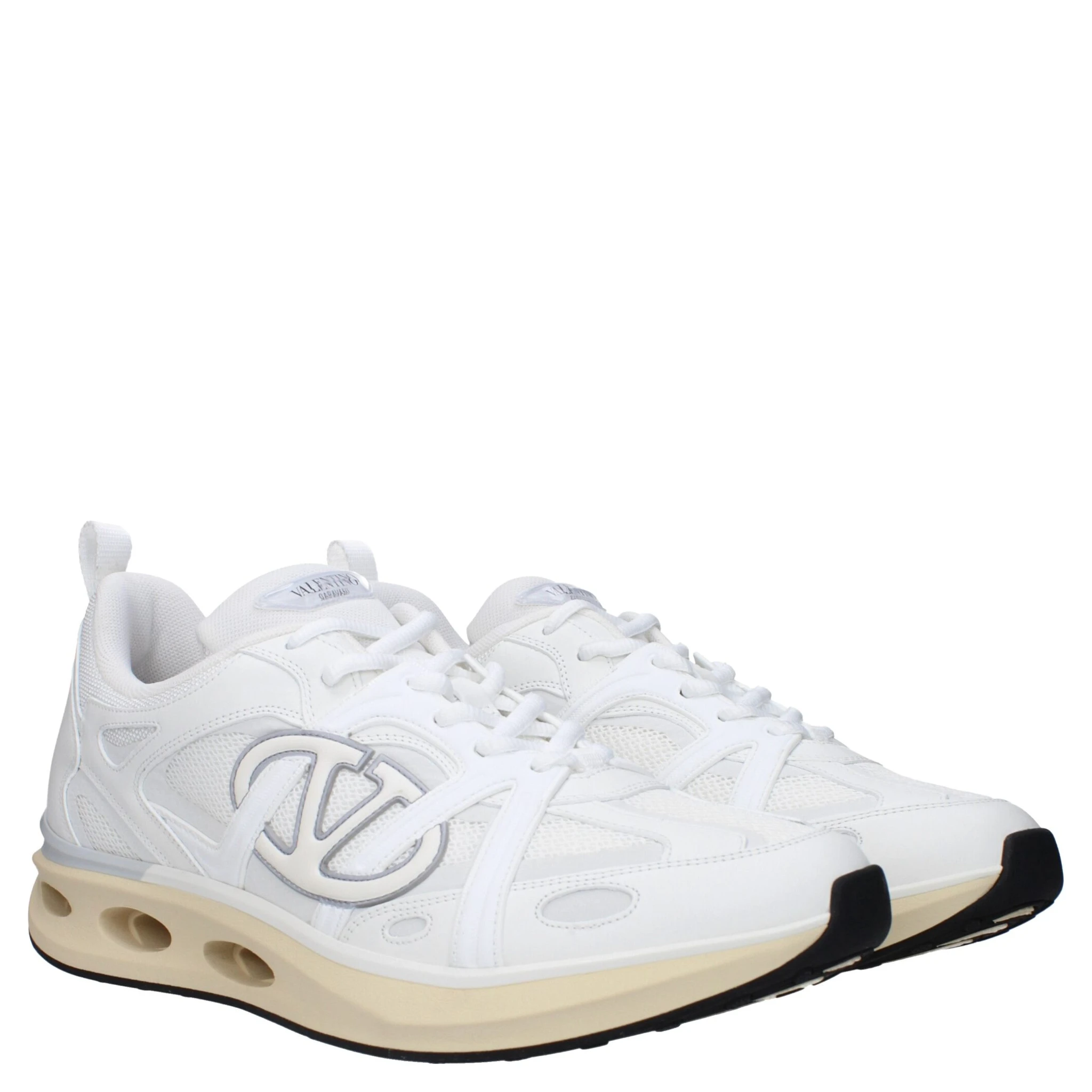 White Fabric Athletic Sneakers