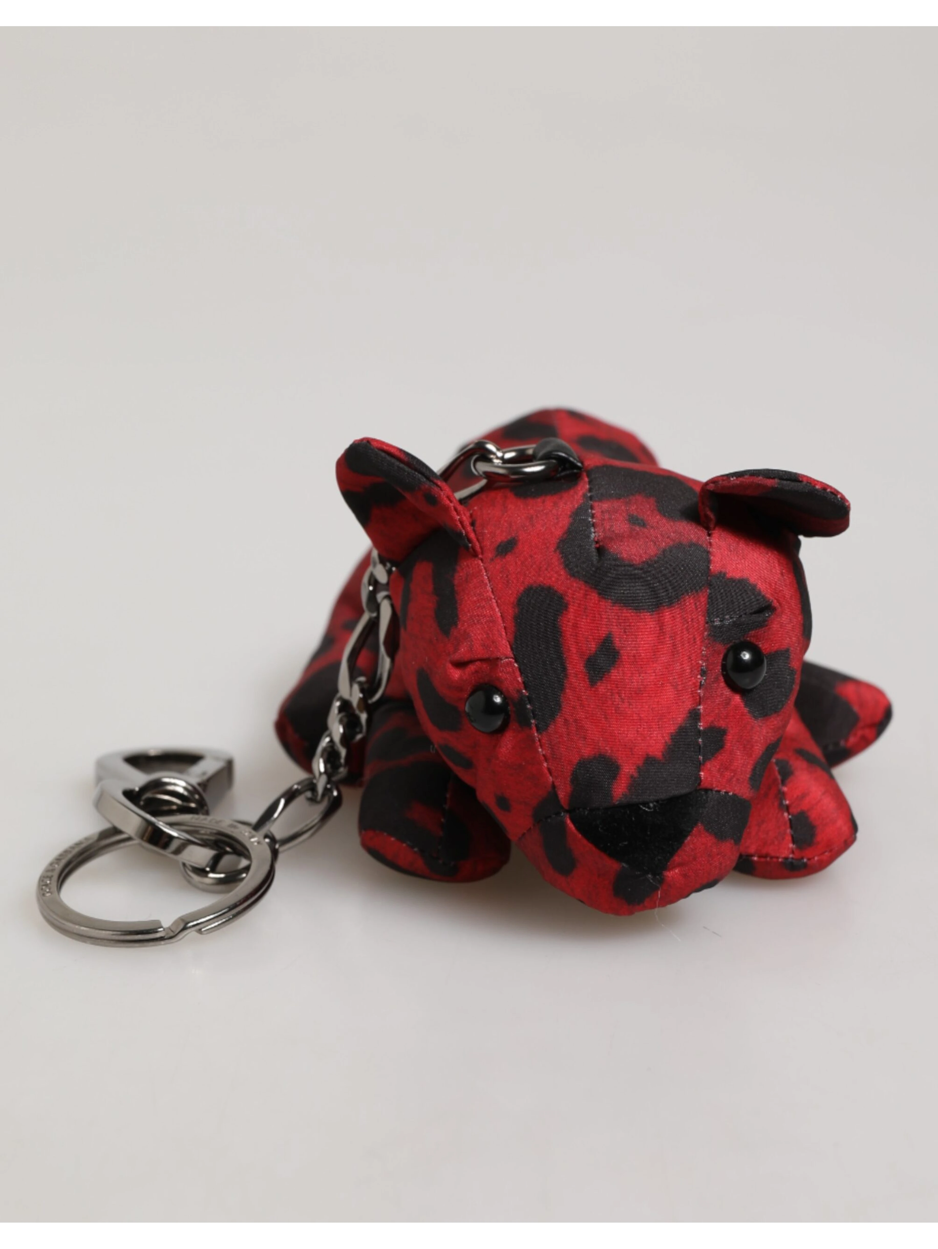 Red Black Polyester Animal Silhouette Bag Keychain Keyring