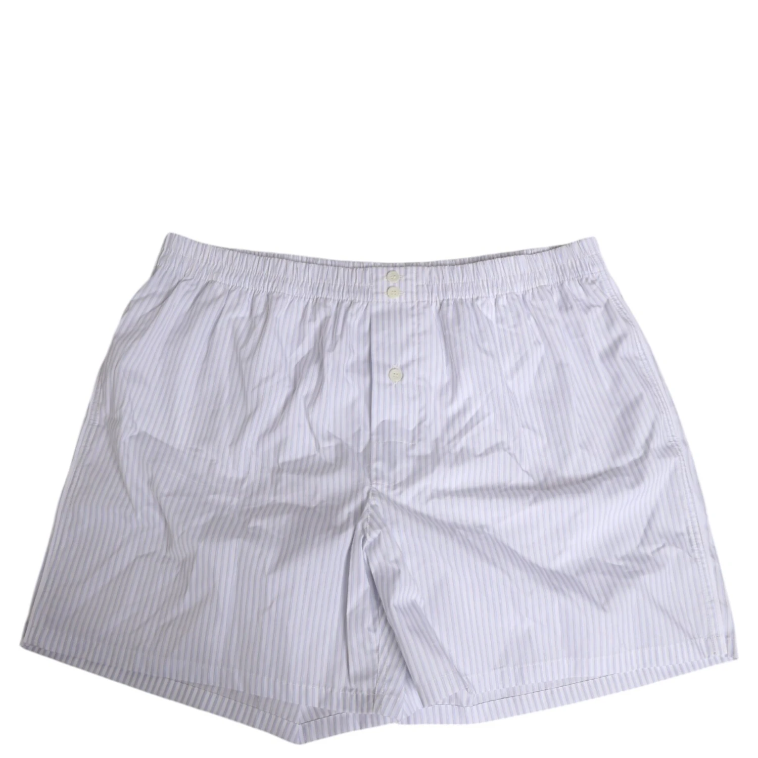 White Blue Cotton Striped Button Fly Shorts Swimwear