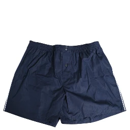 Navy Blue Cotton Elastic Waistband Button Swimwear