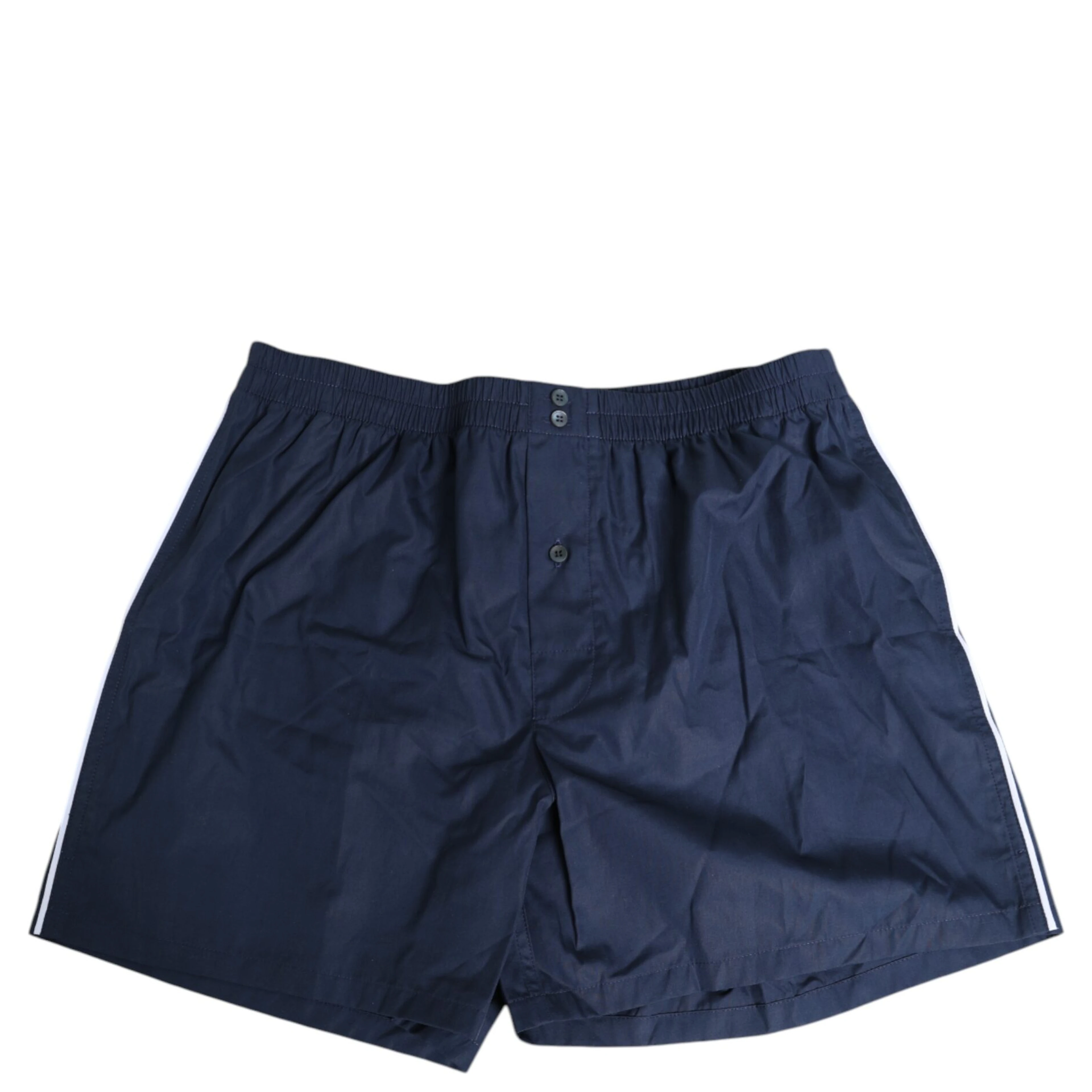 Navy Blue Cotton Elastic Waistband Button Swimwear
