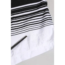 Black White Striped DG Logo Men Short  Swimwear