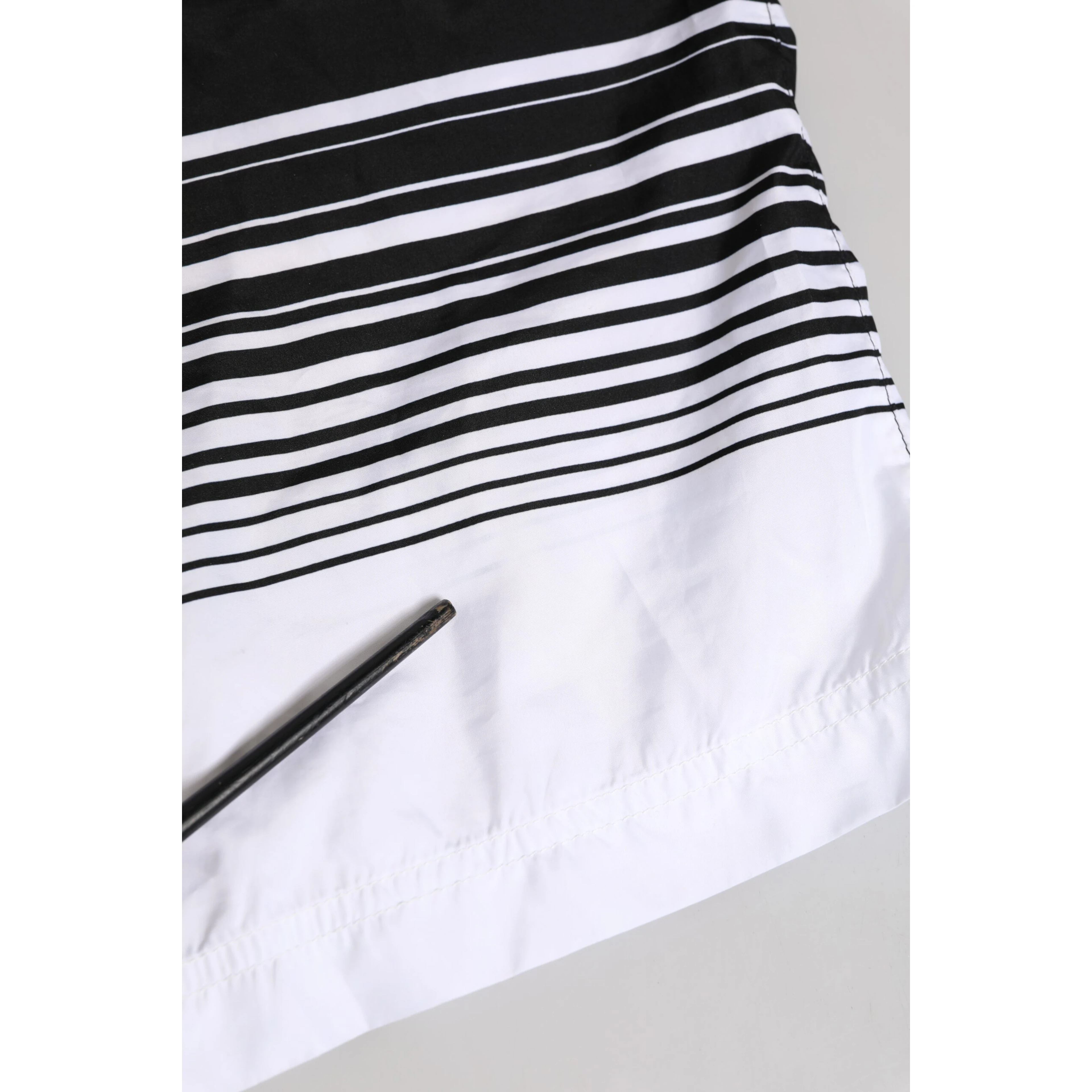 Black White Striped DG Logo Men Short  Swimwear