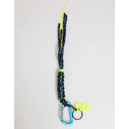 Blue Yellow Leather Tape String DG Logo Keychain Keyring
