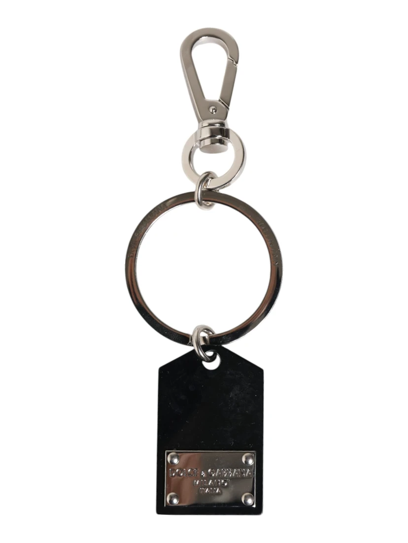 Black Sint Glass Plaque DG Logo Metal PlateKeychain Keyring