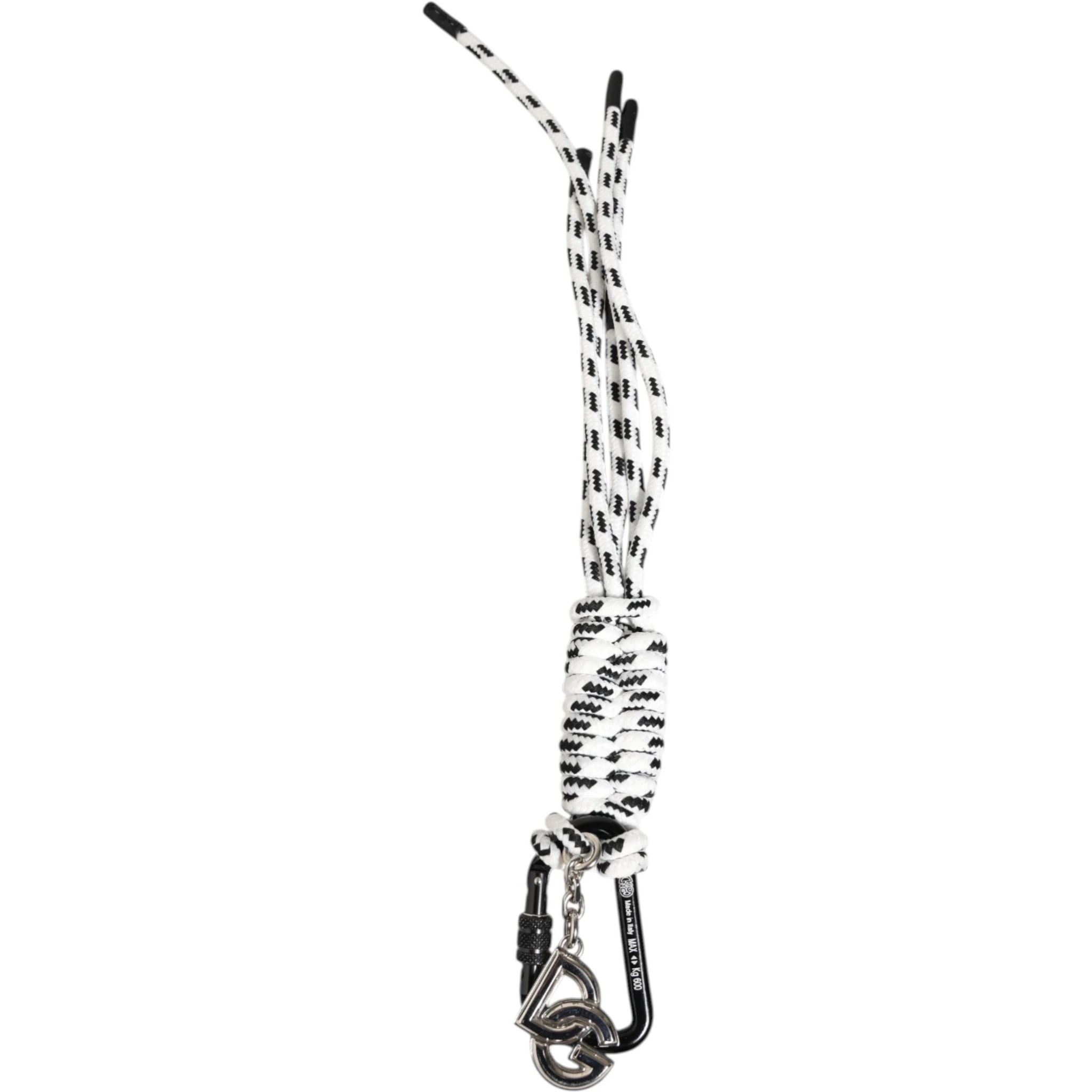 Black White Polyester Tape String DG Logo Keychain Keyring