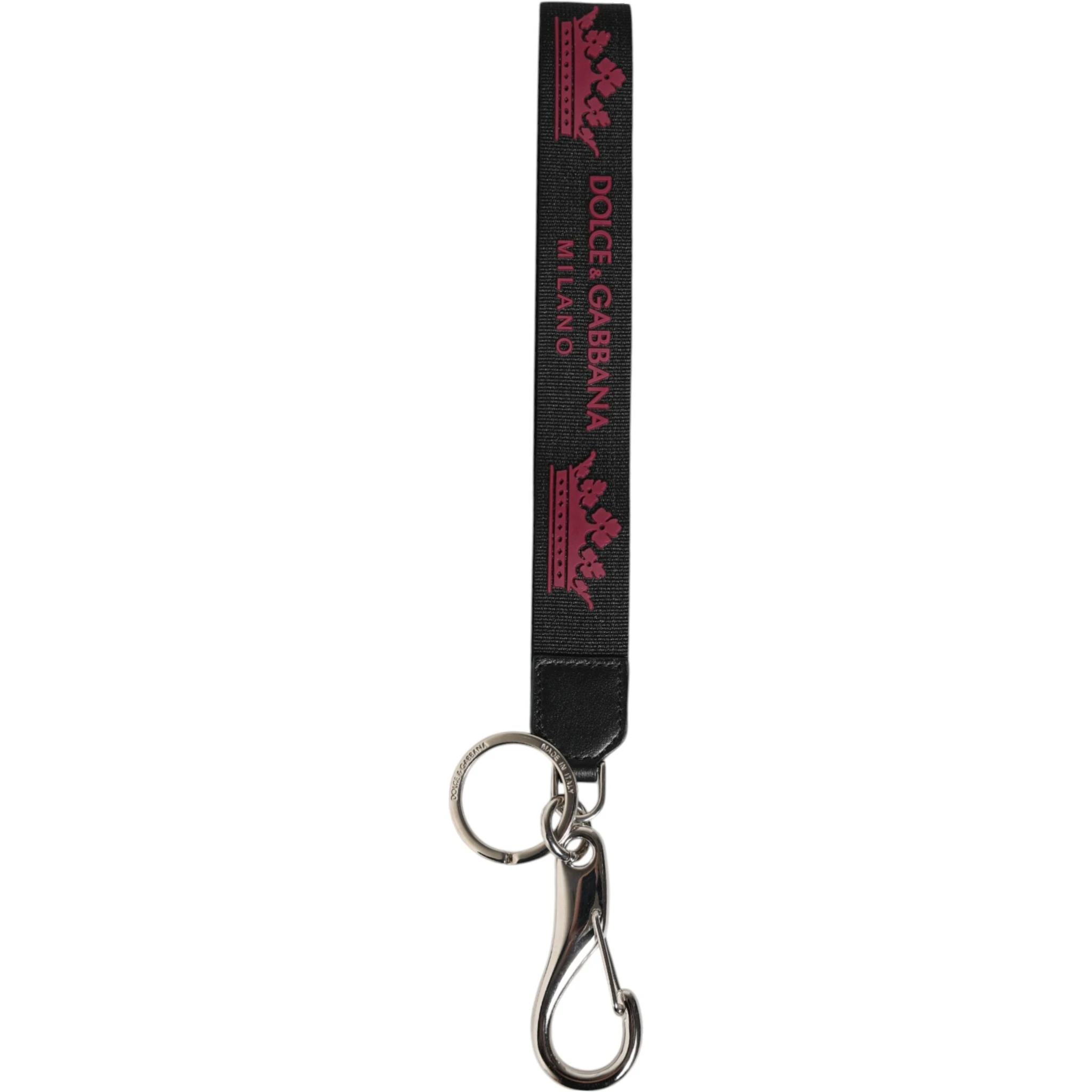 Black Burgundy Nylon DG Logo Crown Holder Keychain Keyring