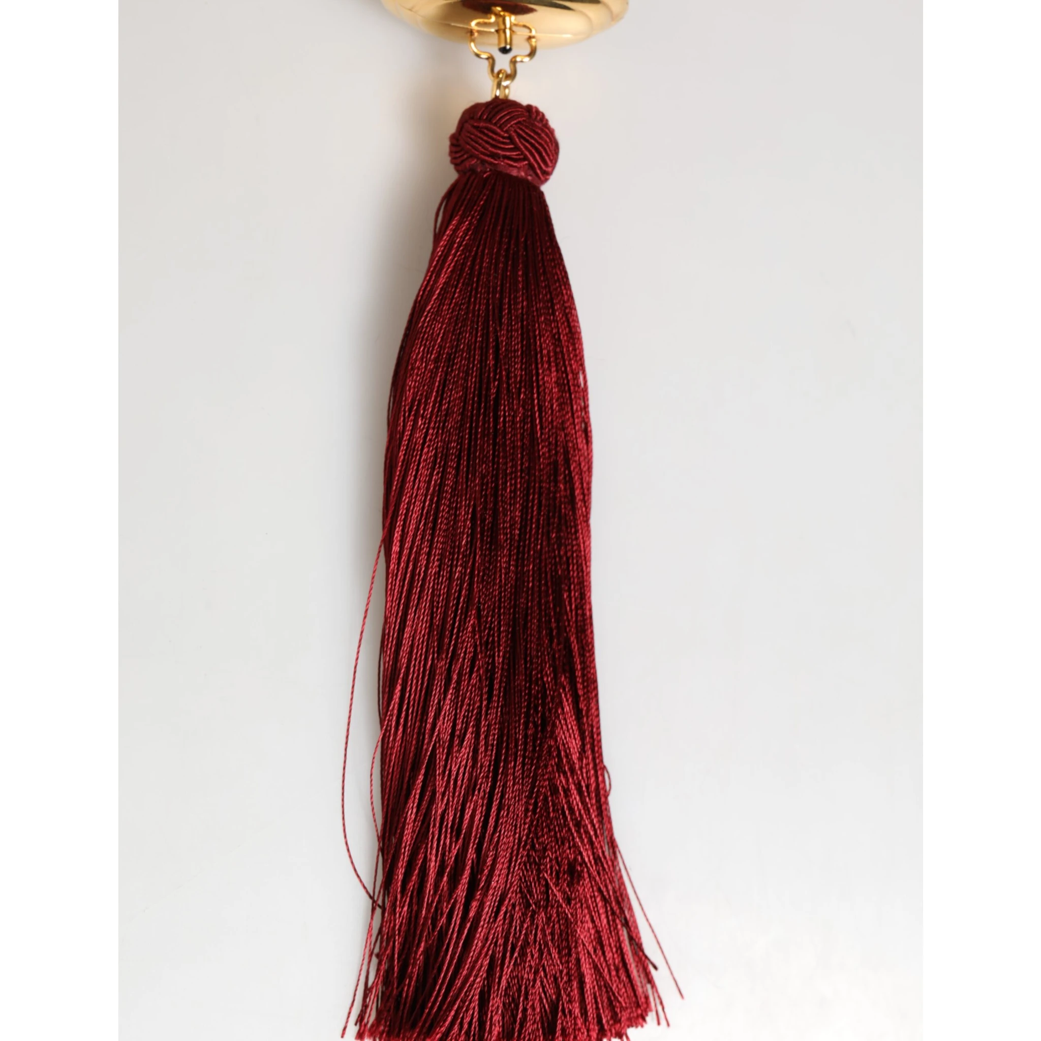 White Pearl Resin Gold Metal Red Tassel Pendant Bag