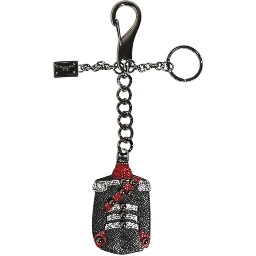 Black Red Military Leather Patch DG Logo Keychain Keyring
