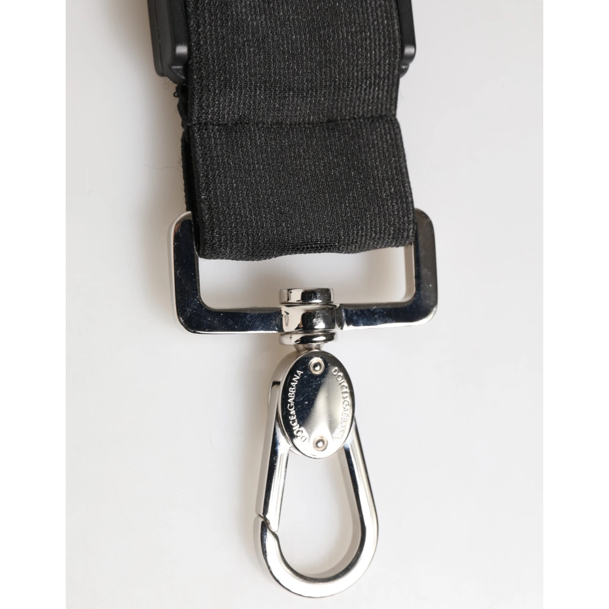 Black Polyester Stretch Rubberised DG Logo Men Keychain