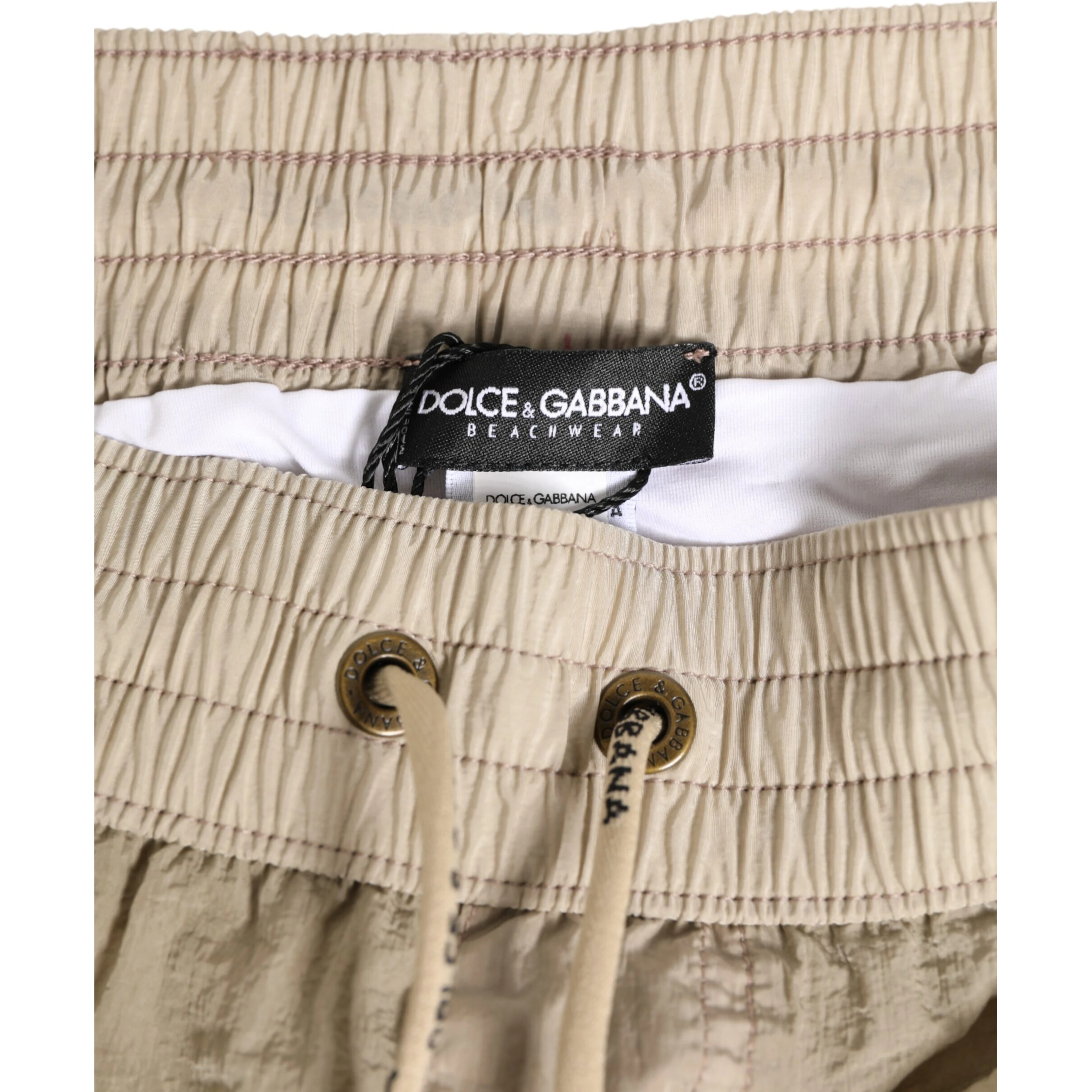 Beige Nylon Beachwear Men Boxer Short Swimwear