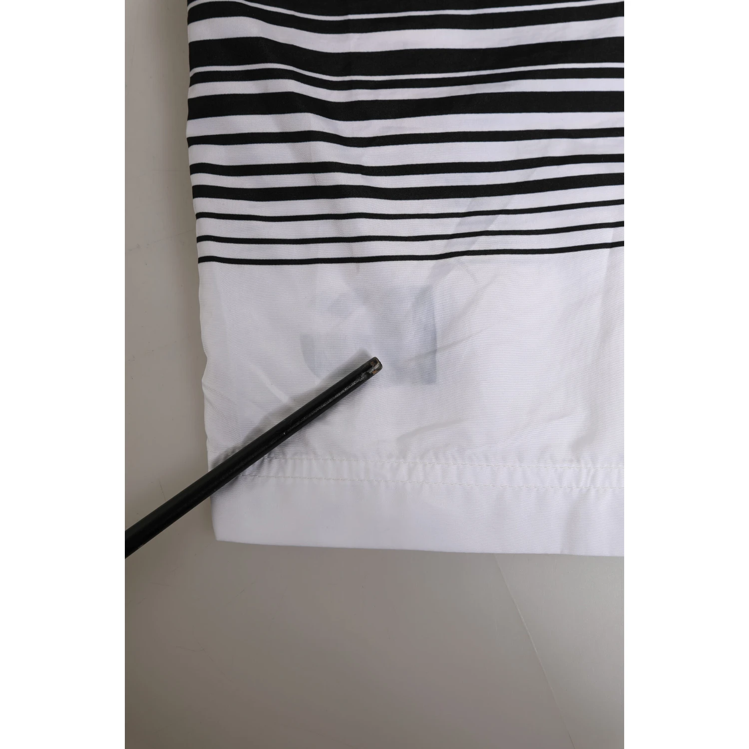 Black White Striped DG Logo Men Short  Swimwear