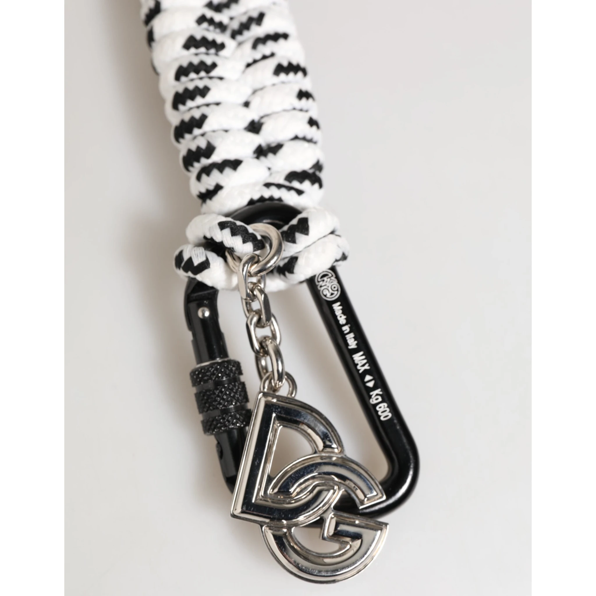 Black White Polyester Tape String DG Logo Keychain Keyring