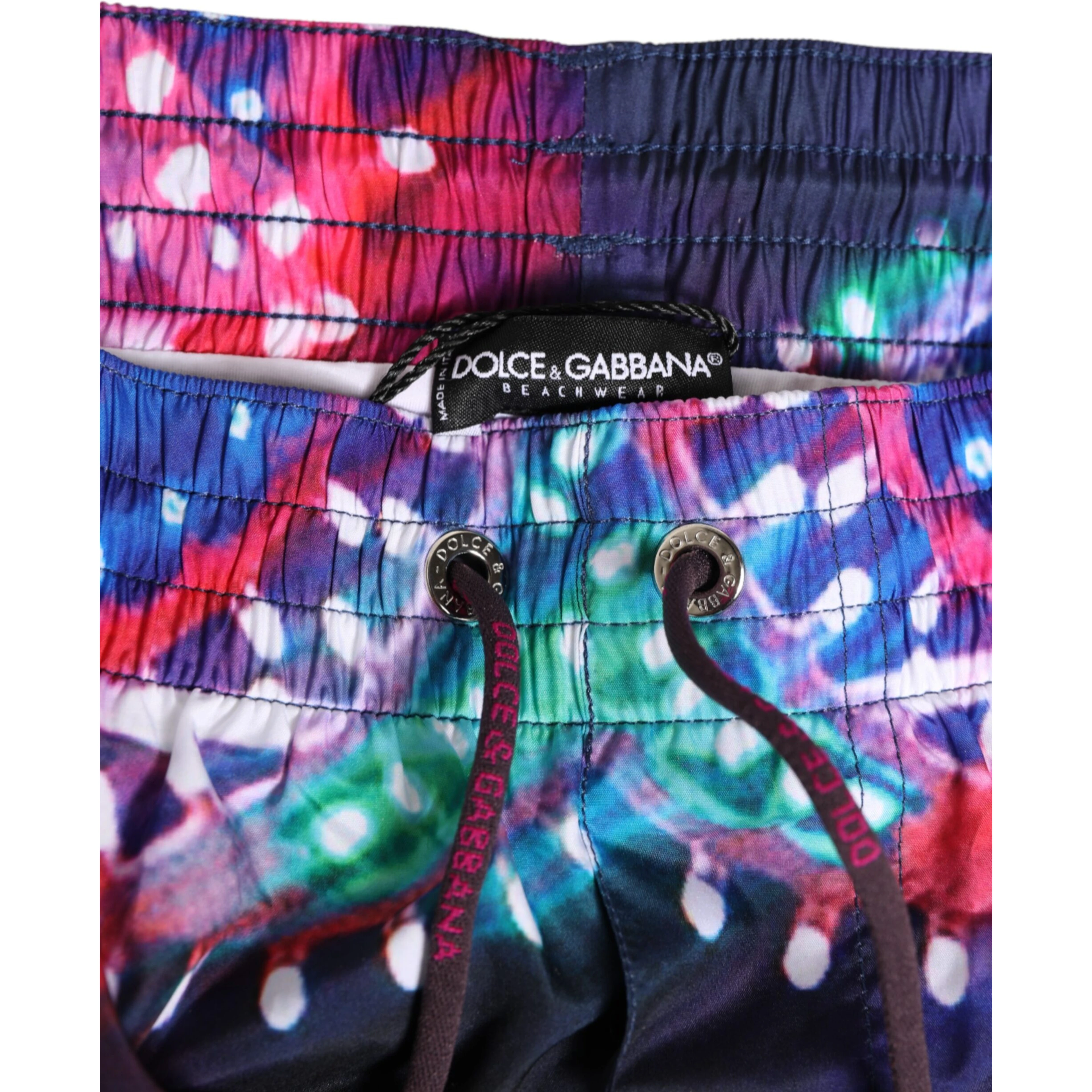 Multicolor Neon Print Polyester Shorts Swimwear